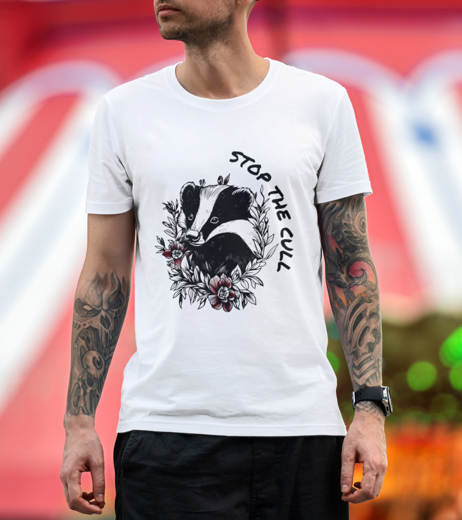 Badger Stop the Cull Floral Design T-Shirt