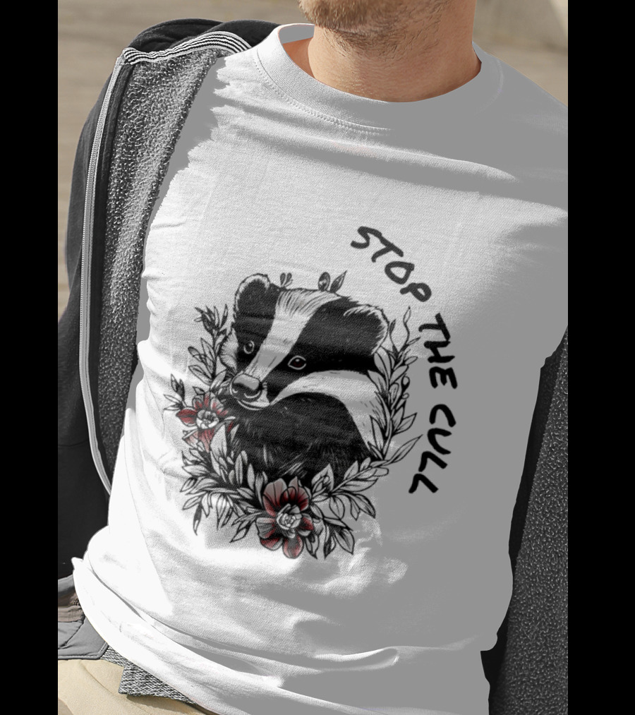 Badger Stop The Cull Floral Design T-Shirt