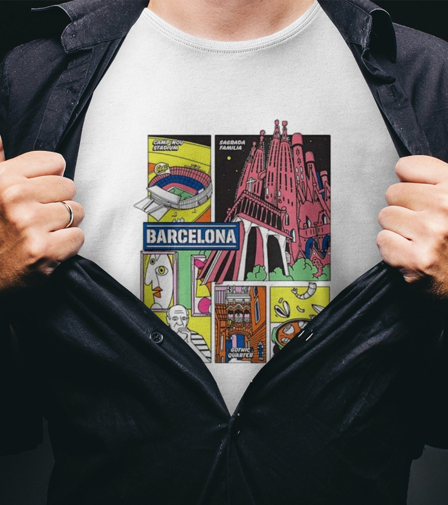Barcelona Sagrada Familia Camp Nou Museu Picasso Gothic Quarter Paella T-Shirt