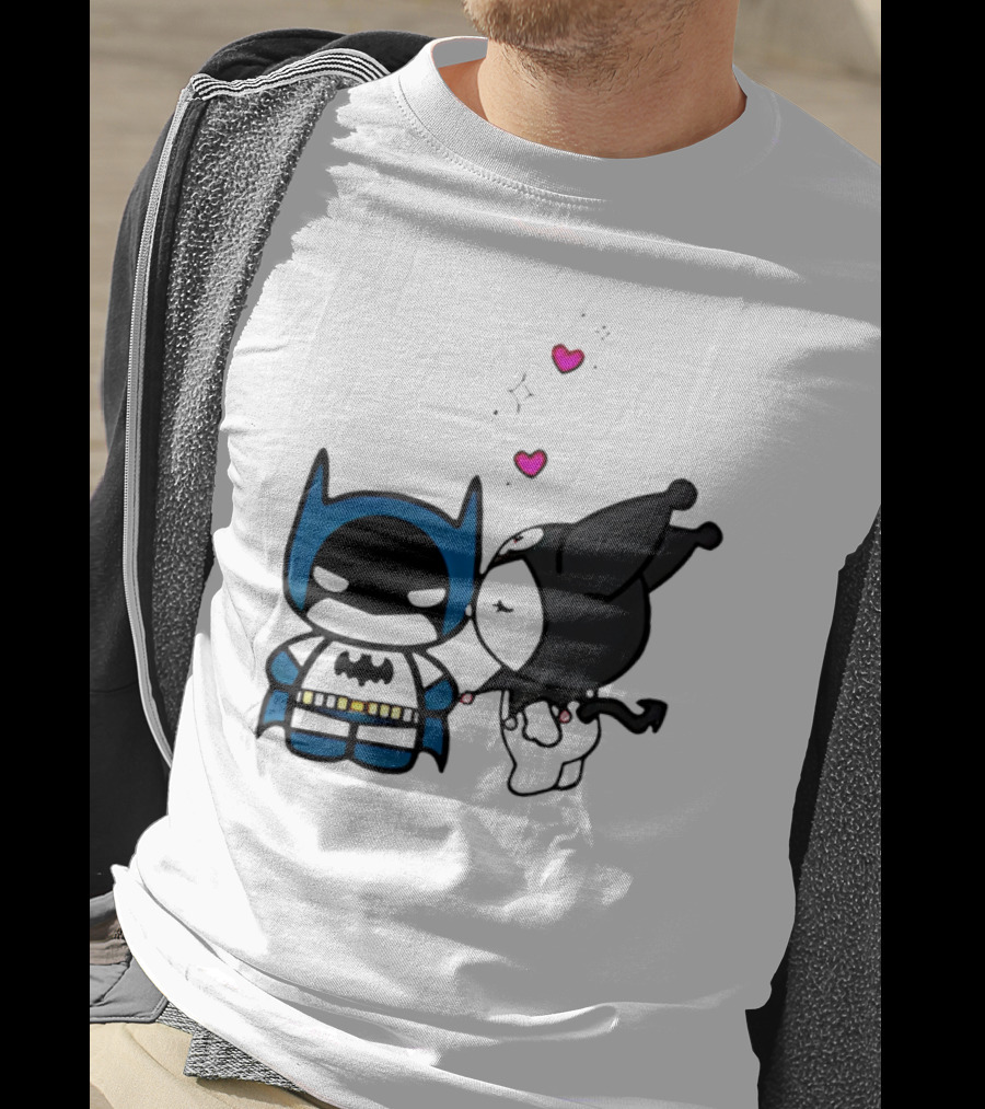 Batman Kuromi Kiss Cartoon With Hearts T-Shirt