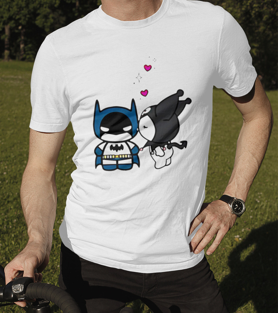 Batman Kuromi Kiss Cartoon With Hearts T-Shirt