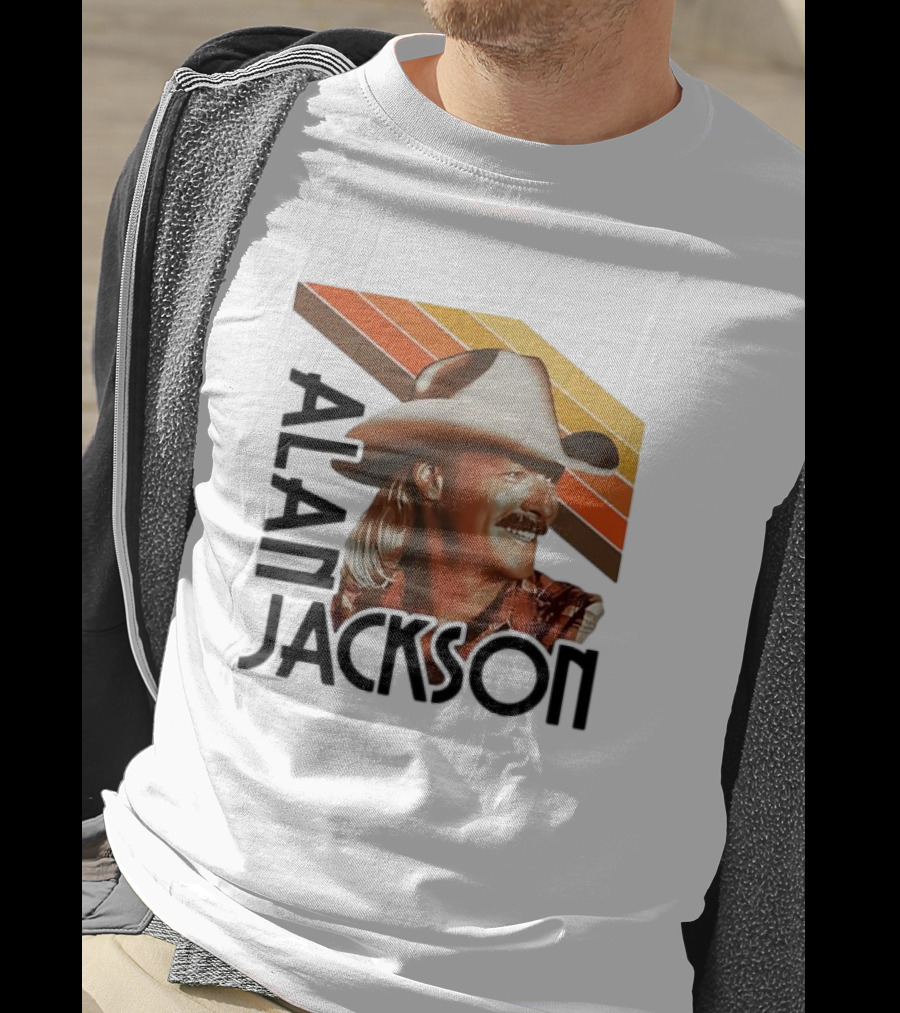 Alan Jackson Cowboy Hat Vintage Style Retro Stripes T-Shirt