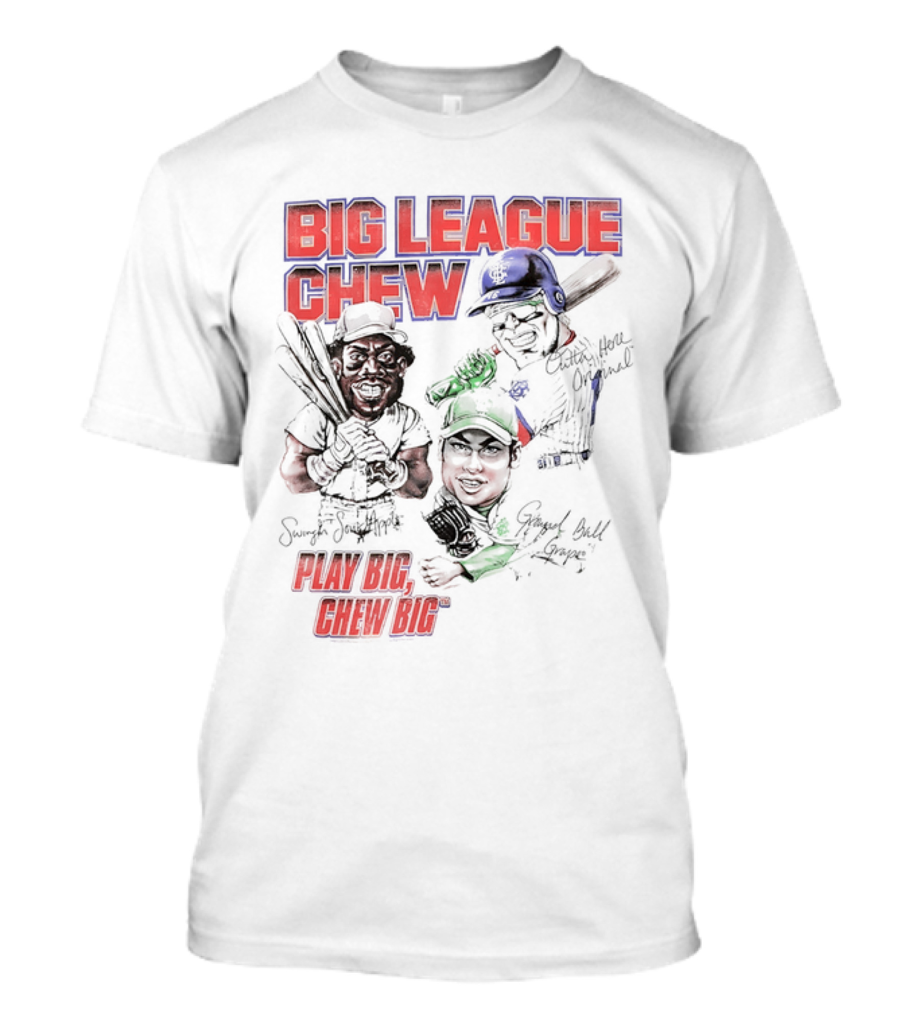 Big League Chew Play Big Chew Big Baseball Caricature T-Shirt