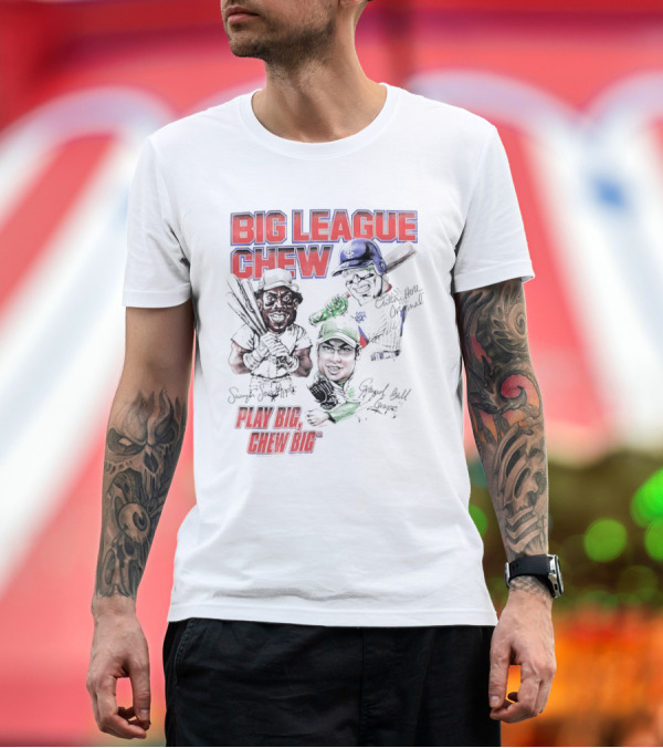 Premium T-Shirt: Big League Chew Play Big Chew Big Baseball Caricature T-Shirt Big League Chew Play Big Chew Big Baseball Caricature T-Shirt
