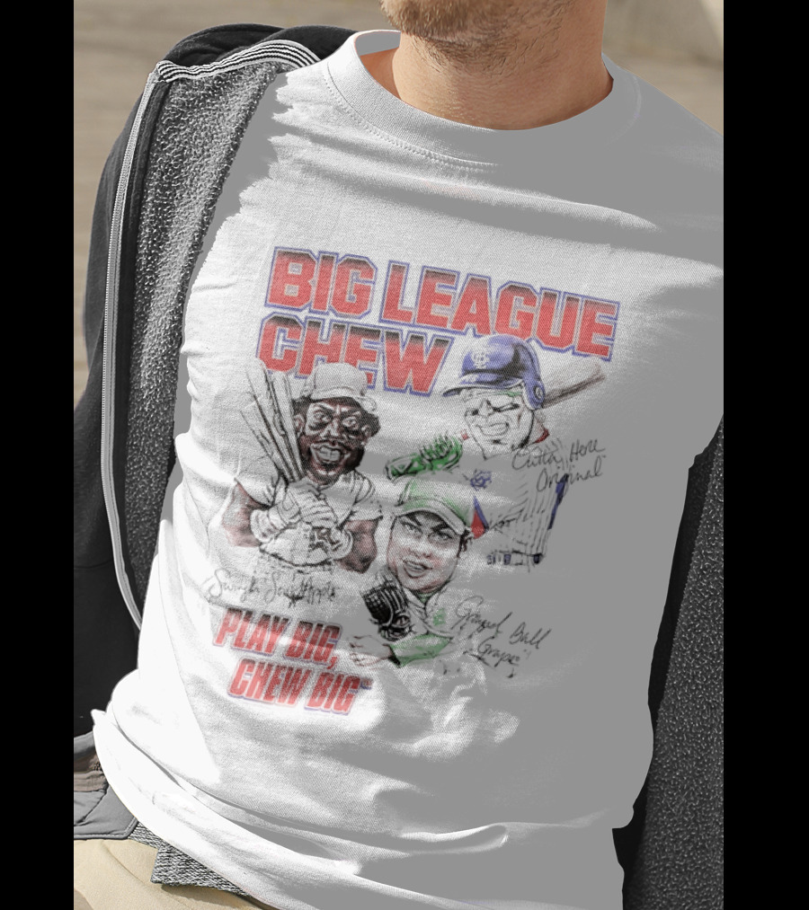 Big League Chew Play Big Chew Big Baseball Caricature T-Shirt