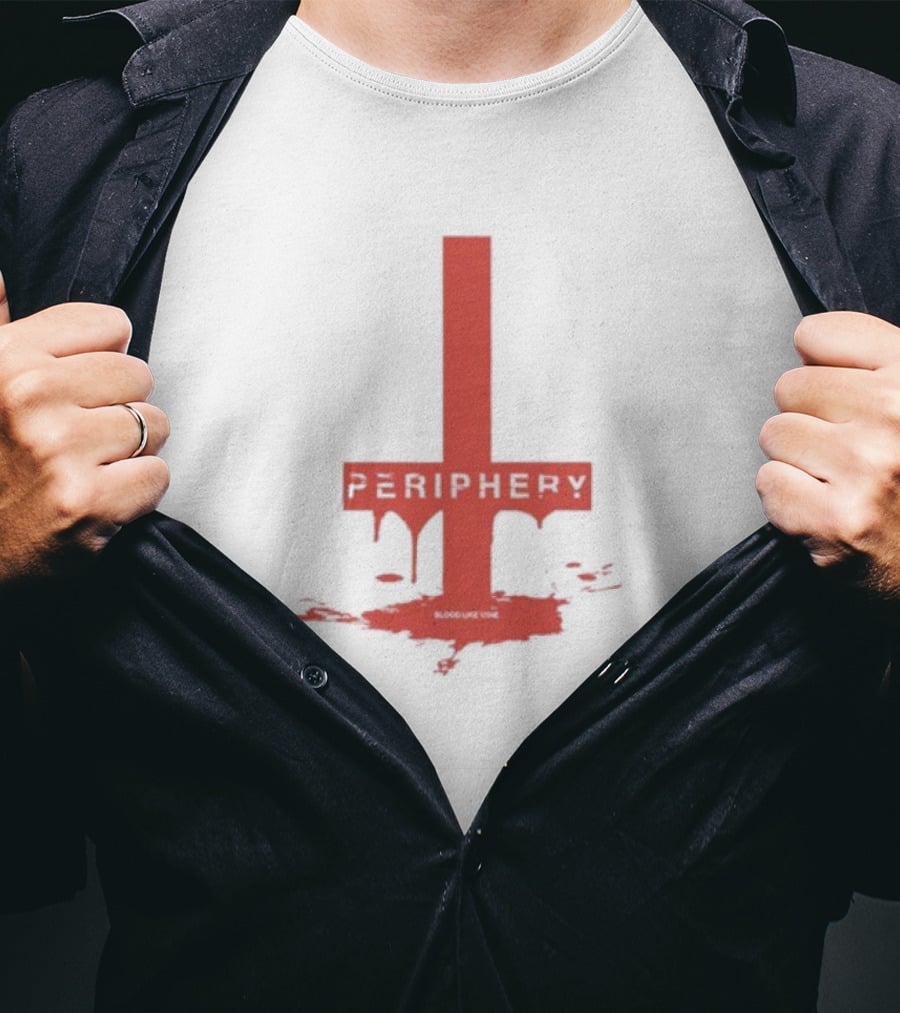 Periphery Blood Like Wine Dripping Cross Design T-Shirt
