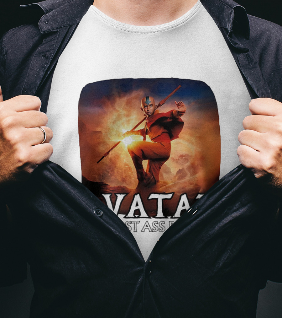 Avatar The Last Ass Bender Aang Parody With Red Outfit And Staff T-Shirt