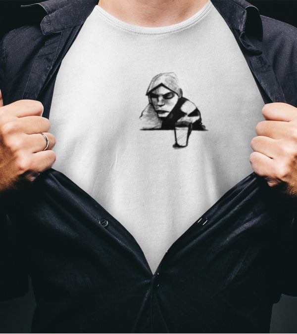 Burial Untrue Album Cover Motif With Cross And Abstract Faces T-Shirt