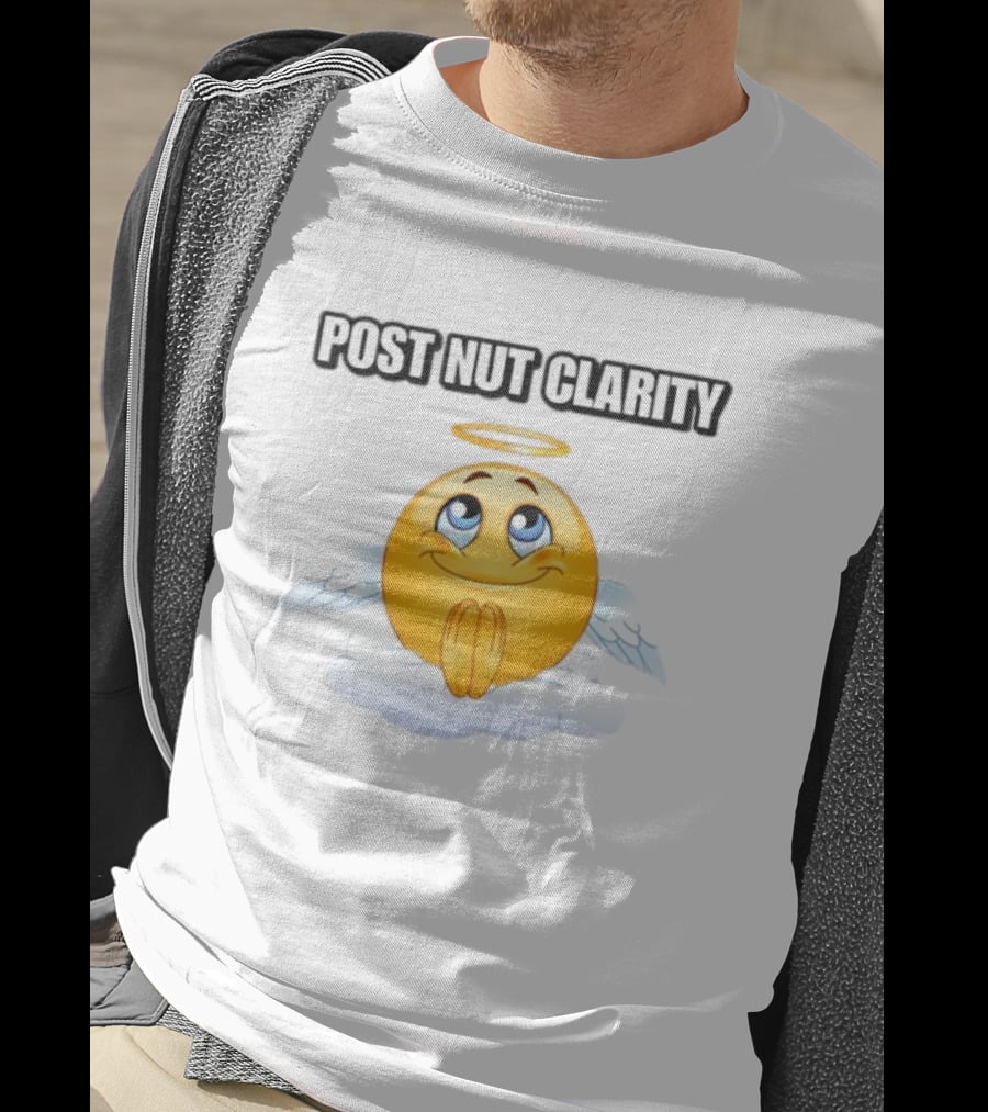 Cringeytees Post Nut Clarity Angel Emoji On Cloud T-Shirt