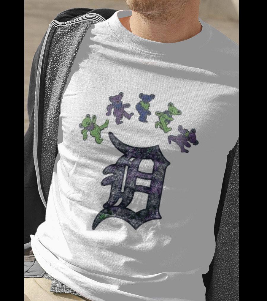 Detroit Tigers Grateful Dead Night 2025 Bears And D Logo T-Shirt