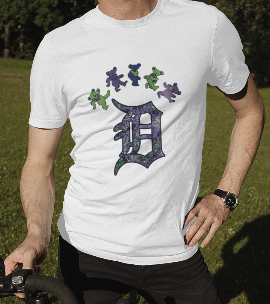 Detroit Tigers Grateful Dead Night 2025 Bears And D Logo T-Shirt