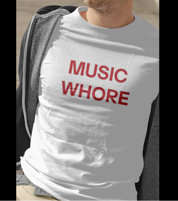 Divadelight Music Whore Bold Red Text Design T-Shirt