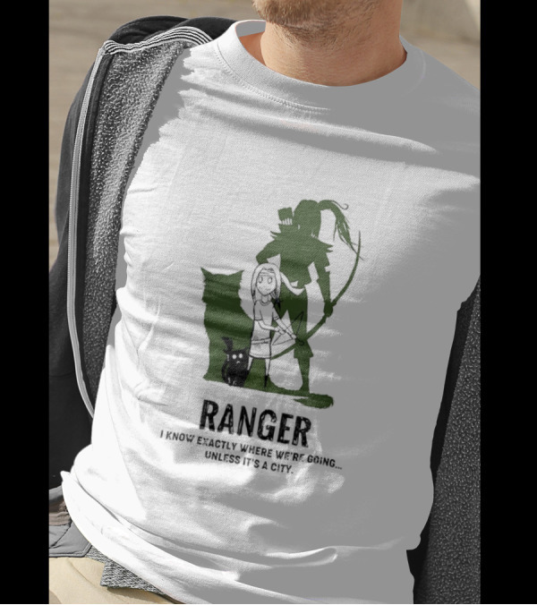 Dungeons And Dragons Ranger With Bow And Wolf Companion I Know Exactly Where We’re Going Unless It’s A City T-Shirt