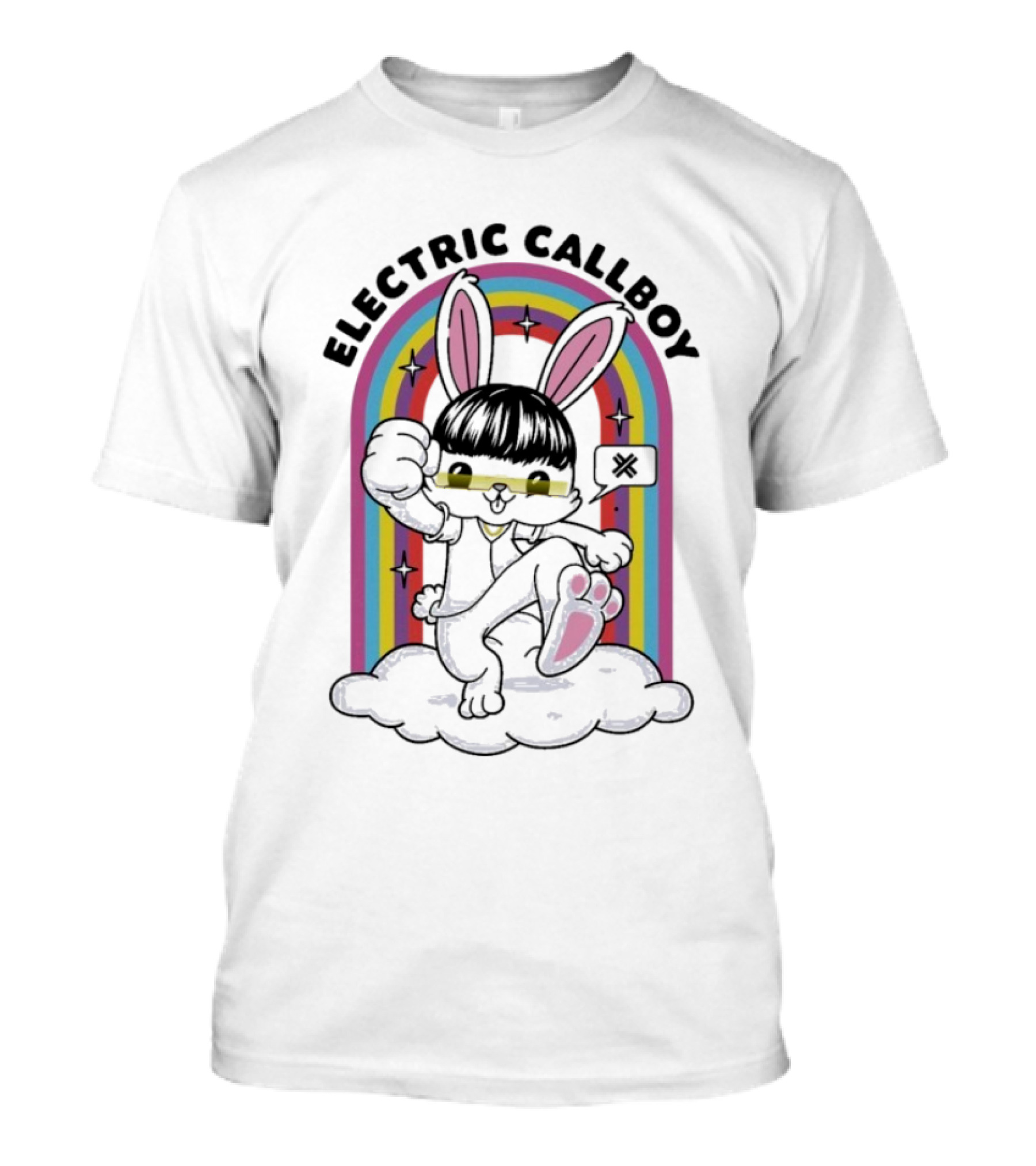 "Electric Callboy Bunny Rainbow Sunglasses Black Bunny" T-Shirt
