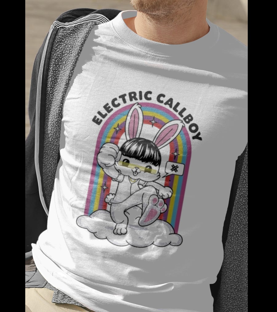 "Electric Callboy Bunny Rainbow Sunglasses Black Bunny" T-Shirt