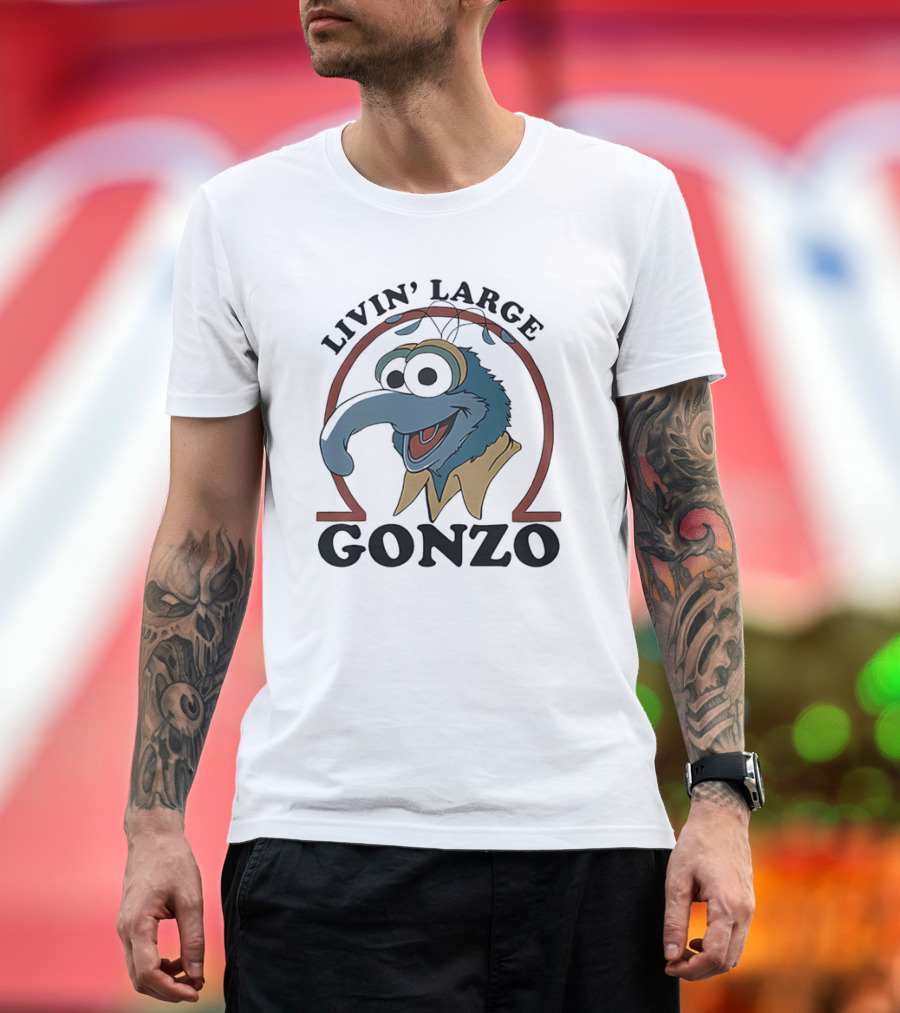 Gonzo Livin’ Large With Cartoon Character Illustration T-Shirt