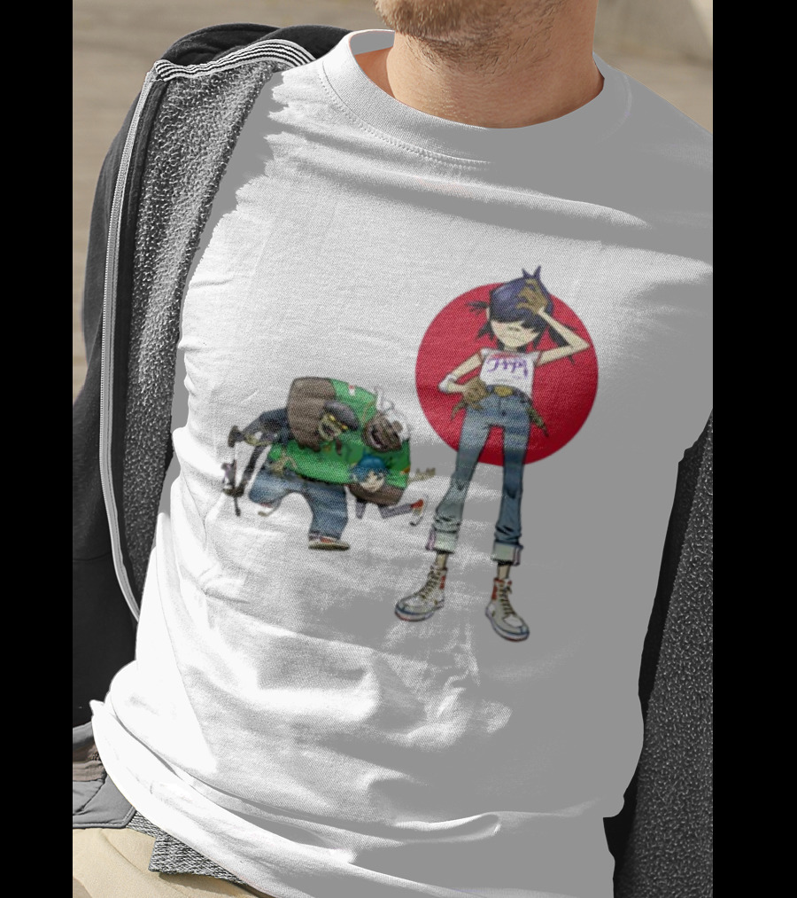 Gorillaz Invisible Sun Japanese Red Circle Band Members T-Shirt