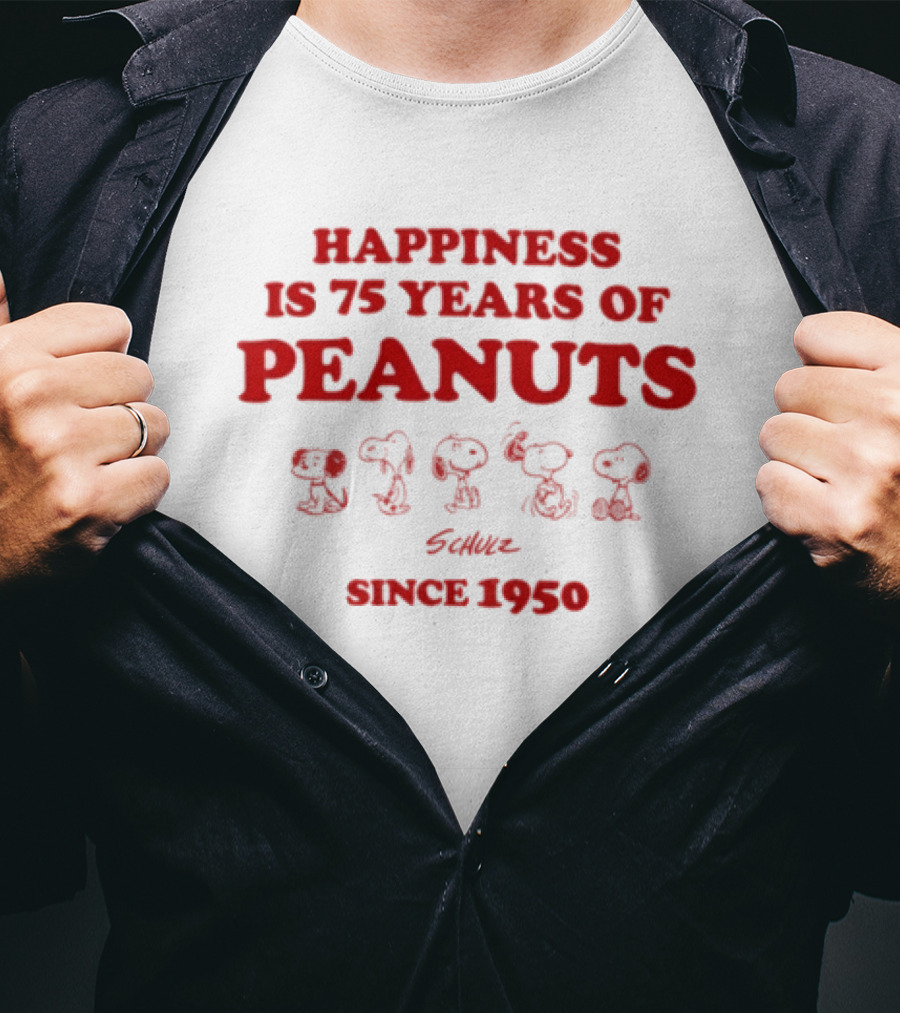 Happiness Is 75 Years Of Peanuts Characters Together Since 1950 T-Shirt
