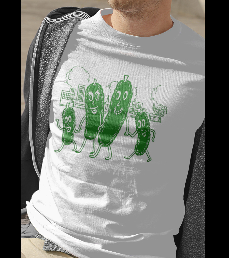 Vintage Pickle Family With Cityscape Background Vintage T-Shirt