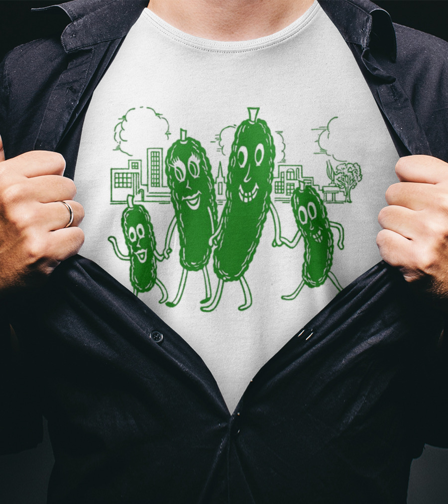 Vintage Pickle Family With Cityscape Background Vintage T-Shirt