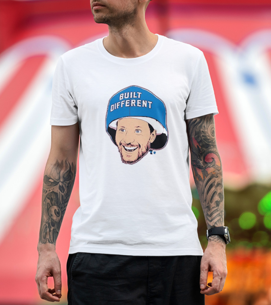 Gabriel Landeskog Built Different Blue Helmet Illustration T-Shirt