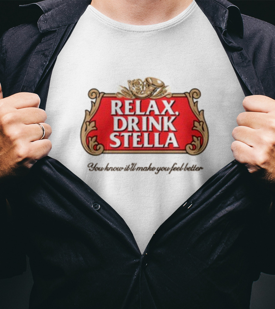 Houseofharry Relax Drink Stella Belgian Beer Inspired Crest T-Shirt