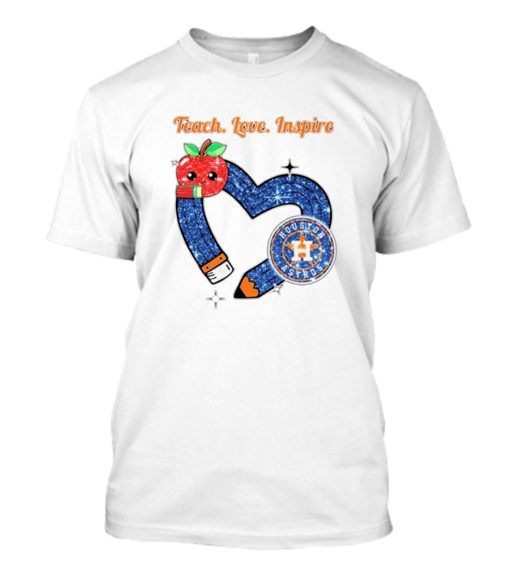 Teach Love Inspire Houston Astros Apple Heart T-Shirt