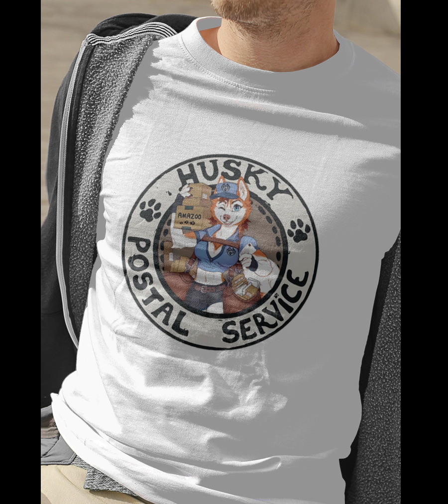 Husky Postal Service Amazoo Paw Print Circle T-Shirt