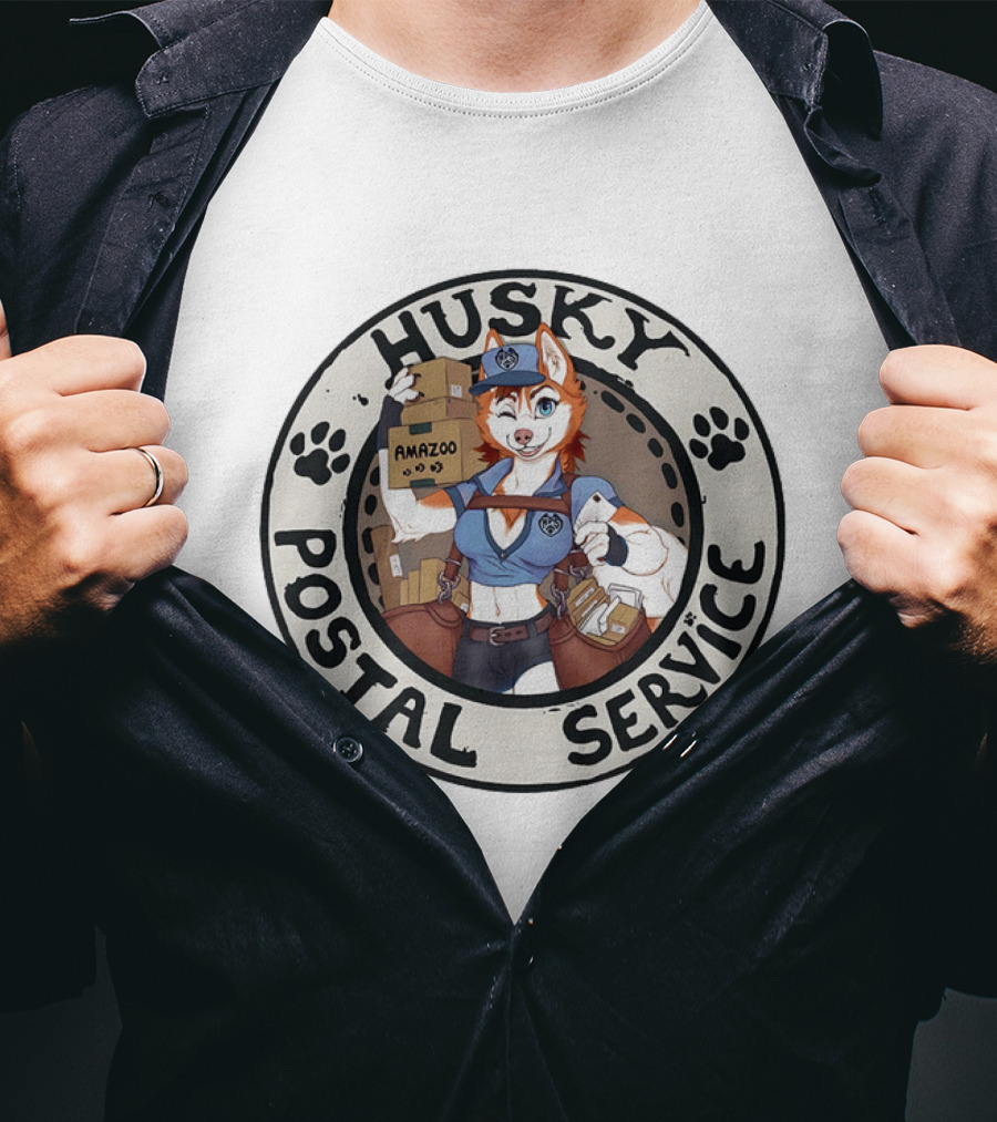 Husky Postal Service Amazoo Paw Print Circle T-Shirt
