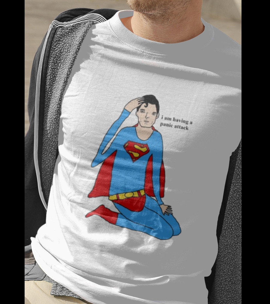 Superhero Costume Nervous Expression "I Am Having A Super Panic Attack" T-Shirt