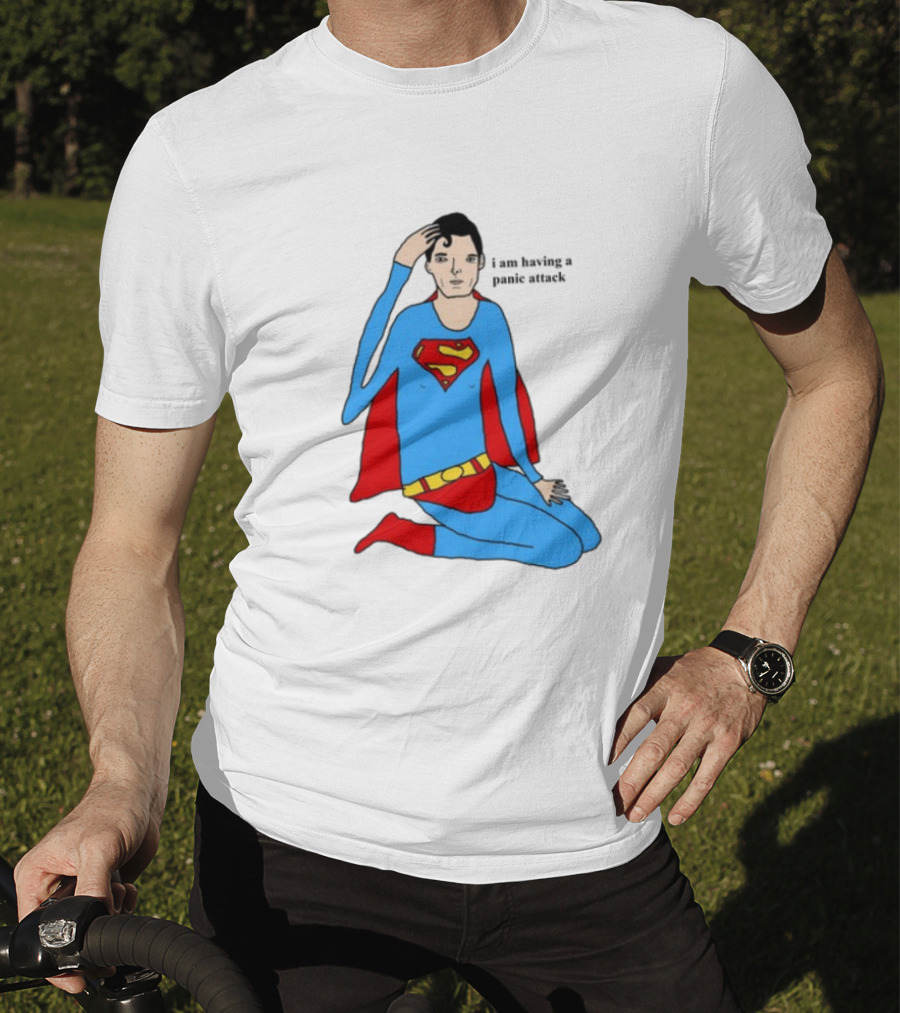 Superhero Costume Nervous Expression "I Am Having A Super Panic Attack" T-Shirt