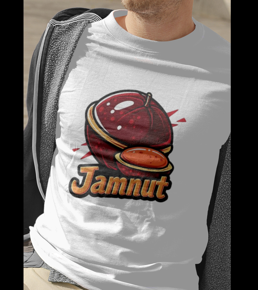 Jamnut Bold Fruit Style Text And Iconic Split Shell Nut T-Shirt