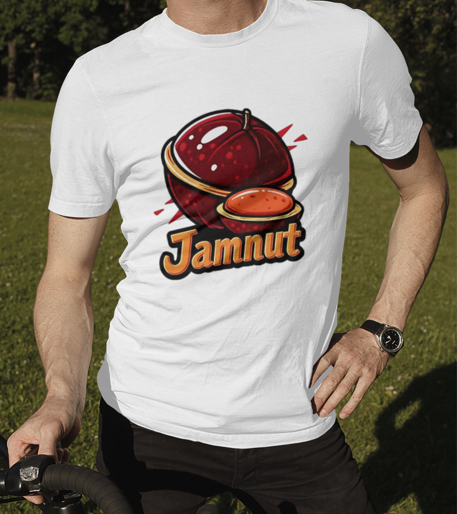 Jamnut Bold Fruit Style Text And Iconic Split Shell Nut T-Shirt
