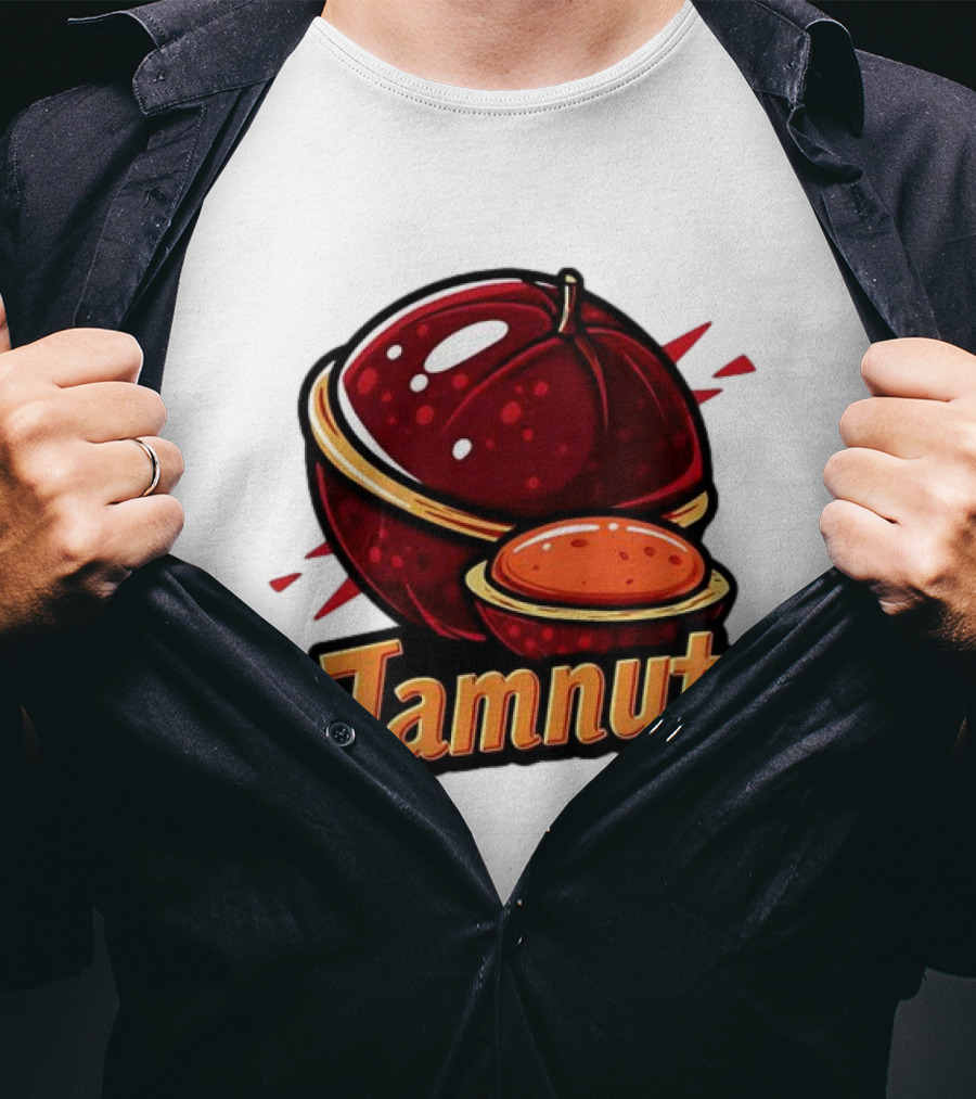 Jamnut Bold Fruit Style Text And Iconic Split Shell Nut T-Shirt