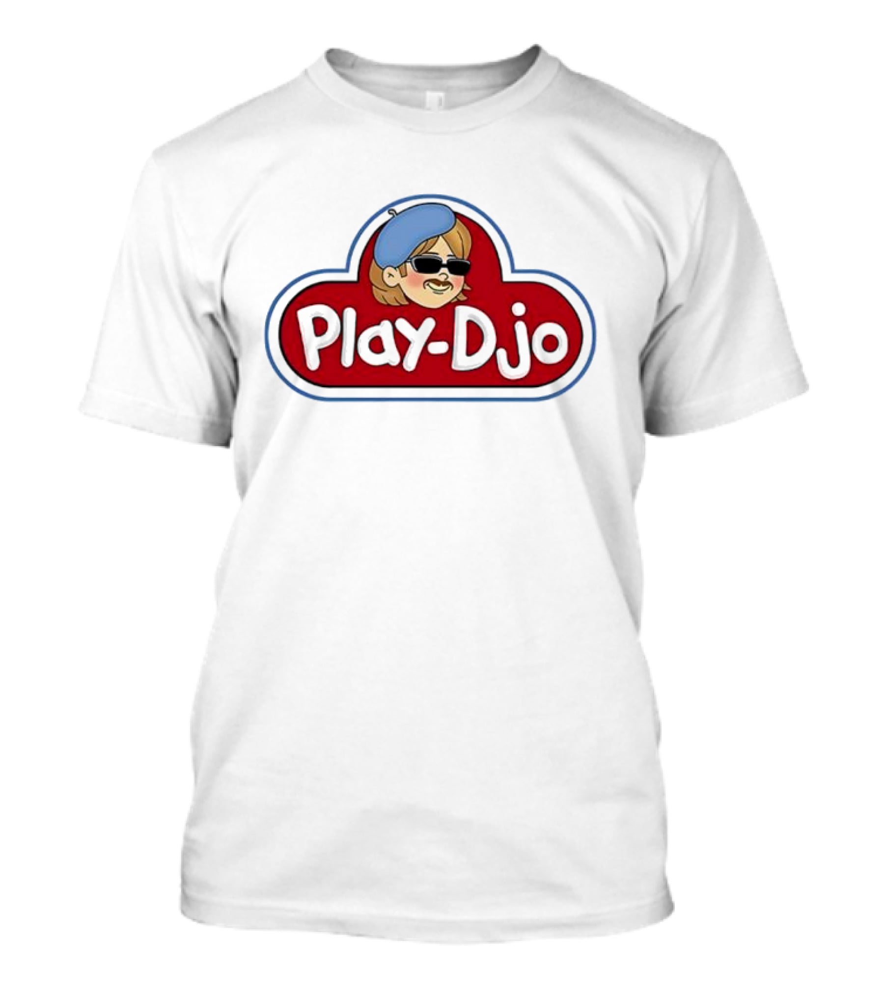 Play-Djo Joe Keery Character Illustration With Blue Beret T-Shirt