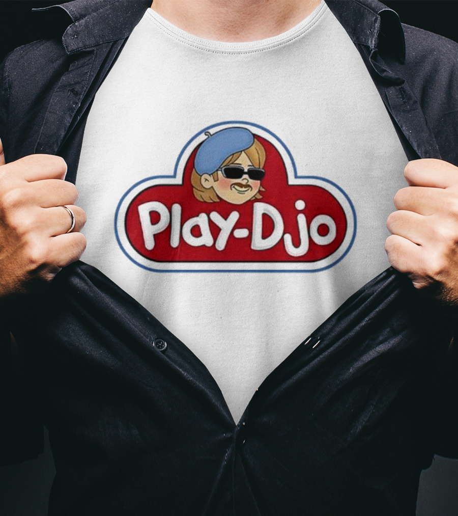 Play-Djo Joe Keery Character Illustration With Blue Beret T-Shirt