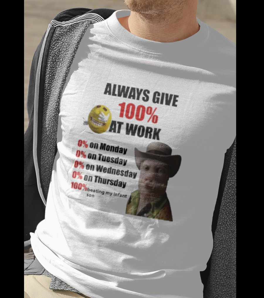 John Pork Always Give 100% At Work Emoji Cowboy Hat T-Shirt