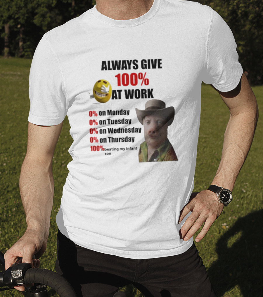 John Pork Always Give 100% At Work Emoji Cowboy Hat T-Shirt