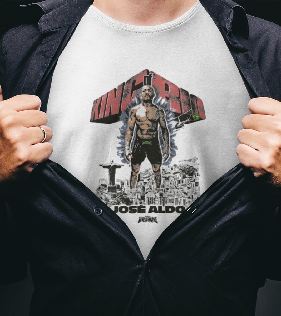 Jose Aldo King Of Rio Full Violence Fighter Statue Cityscape T-Shirt