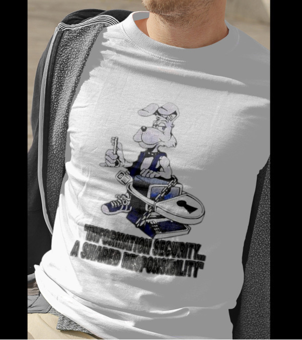 "Information Security A Shared Responsibility With Lock And Key Dog Character" T-Shirt
