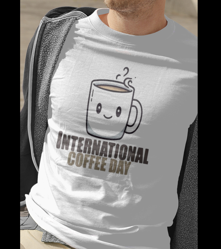 International Coffee Day Smiling Graphic T-Shirt
