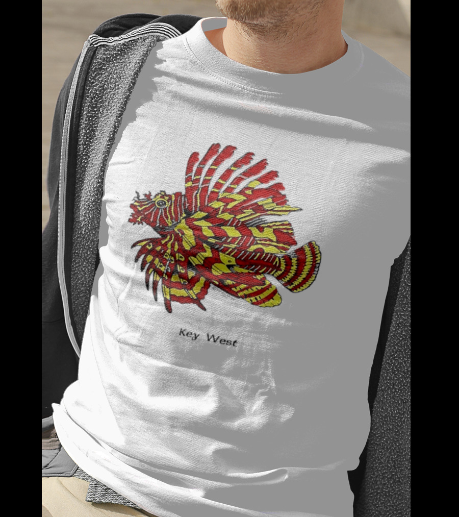 Key West Vibrant Red Yellow Lionfish T-Shirt