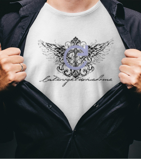Latenightdrivehome Winged Arrow Blue Circular Arrow Emblem T-Shirt