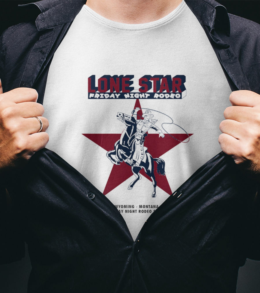 Lone Star Friday Night Rodeo Cowboy Lasso And Red Star T-Shirt