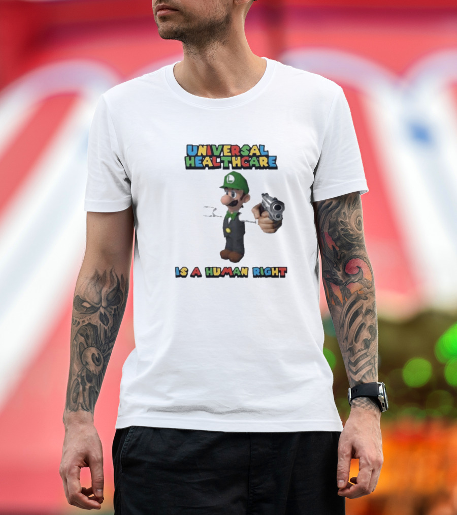 Universal Healthcare Is a Human Right Luigi Mangione Super Mario Bros T-Shirt