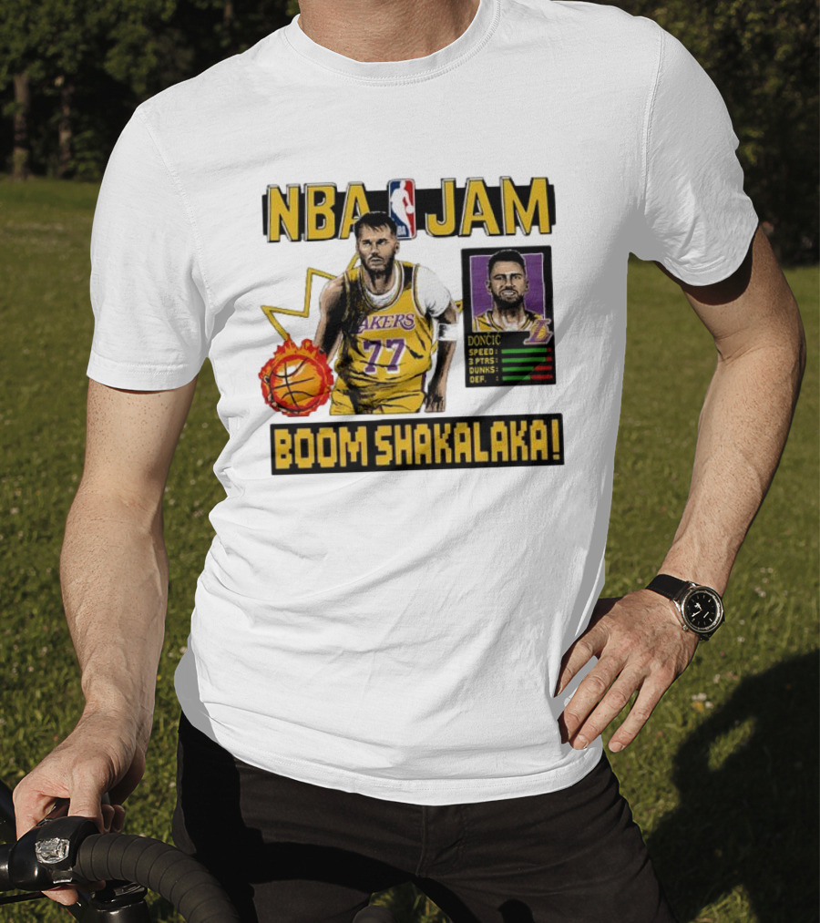 Luka Dončić NBA Jam Los Angeles Lakers Boom Shakalaka 77 T-Shirt