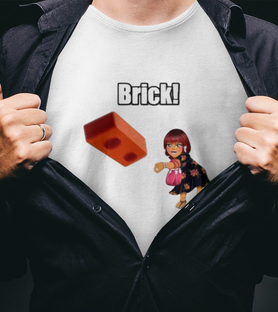 "Brick! Lushious Massacr Character With Red Brick" T-Shirt
