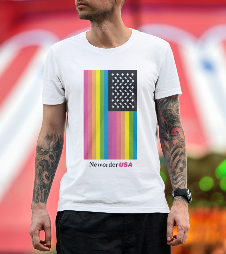 New Order USA Rainbow Flag Stars T-Shirt