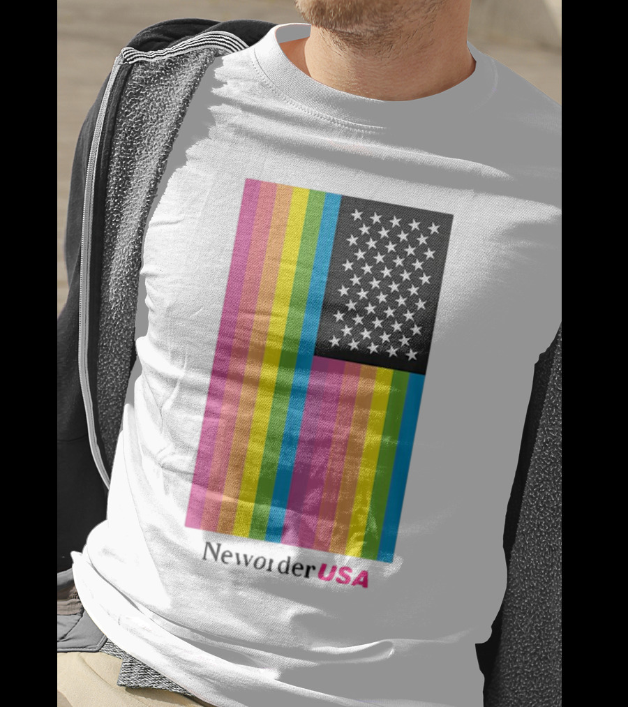 New Order USA Rainbow Flag Stars T-Shirt