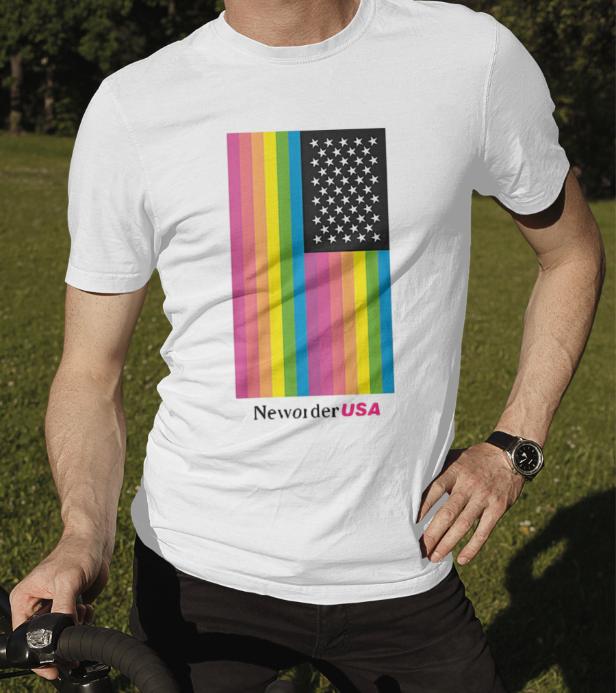 New Order USA Rainbow Flag Stars T-Shirt